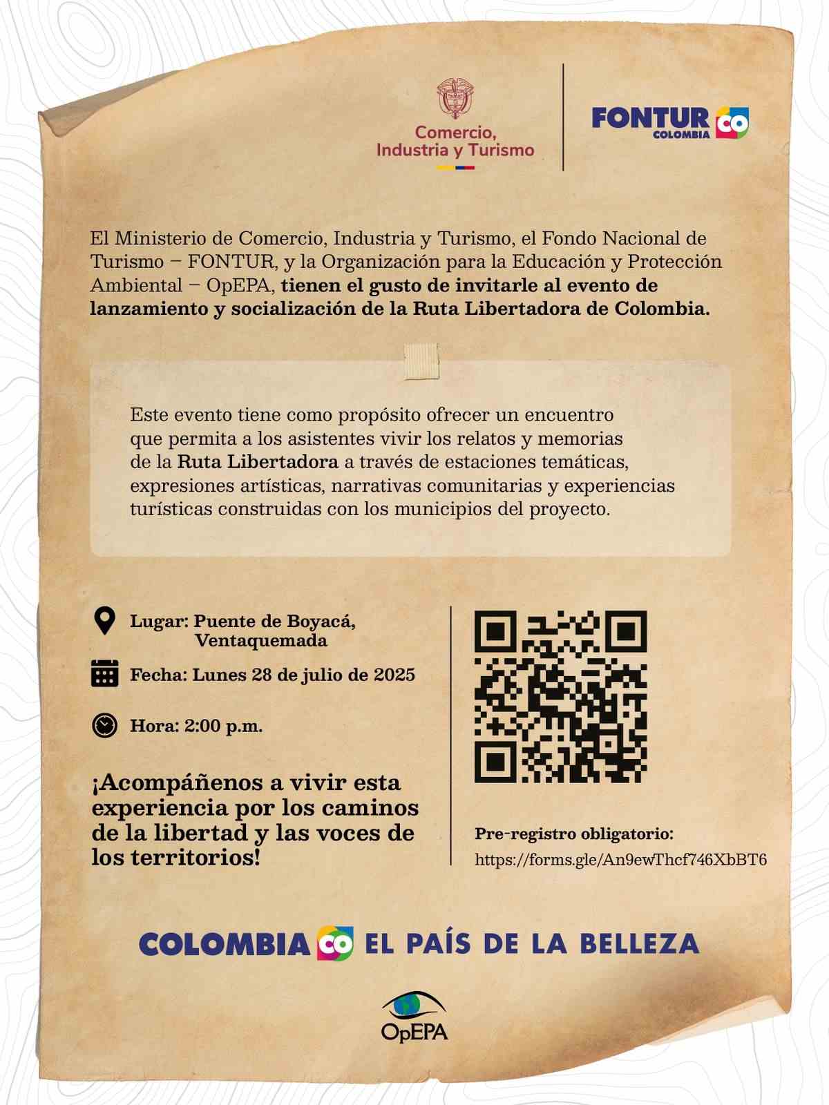 PUENTE DE BOYACÁ - VENTAQUEMADA: Lanzamiento y Socialización de la Ruta Libertadora de Colombia