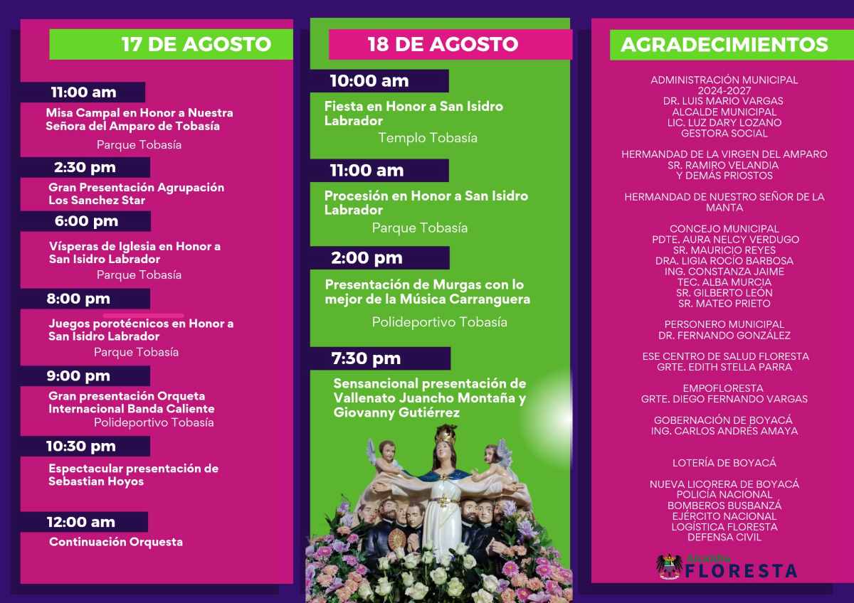 FLORESTA: Ferias y Fiestas en Honor a Nuestra Señora del Amparo de Tobasía 2025