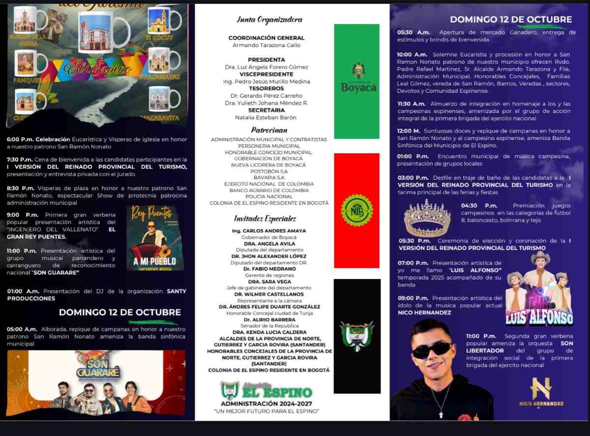 EL ESPINO: Ferias y Fiestas en Honor a San Ramón Nonato 2025