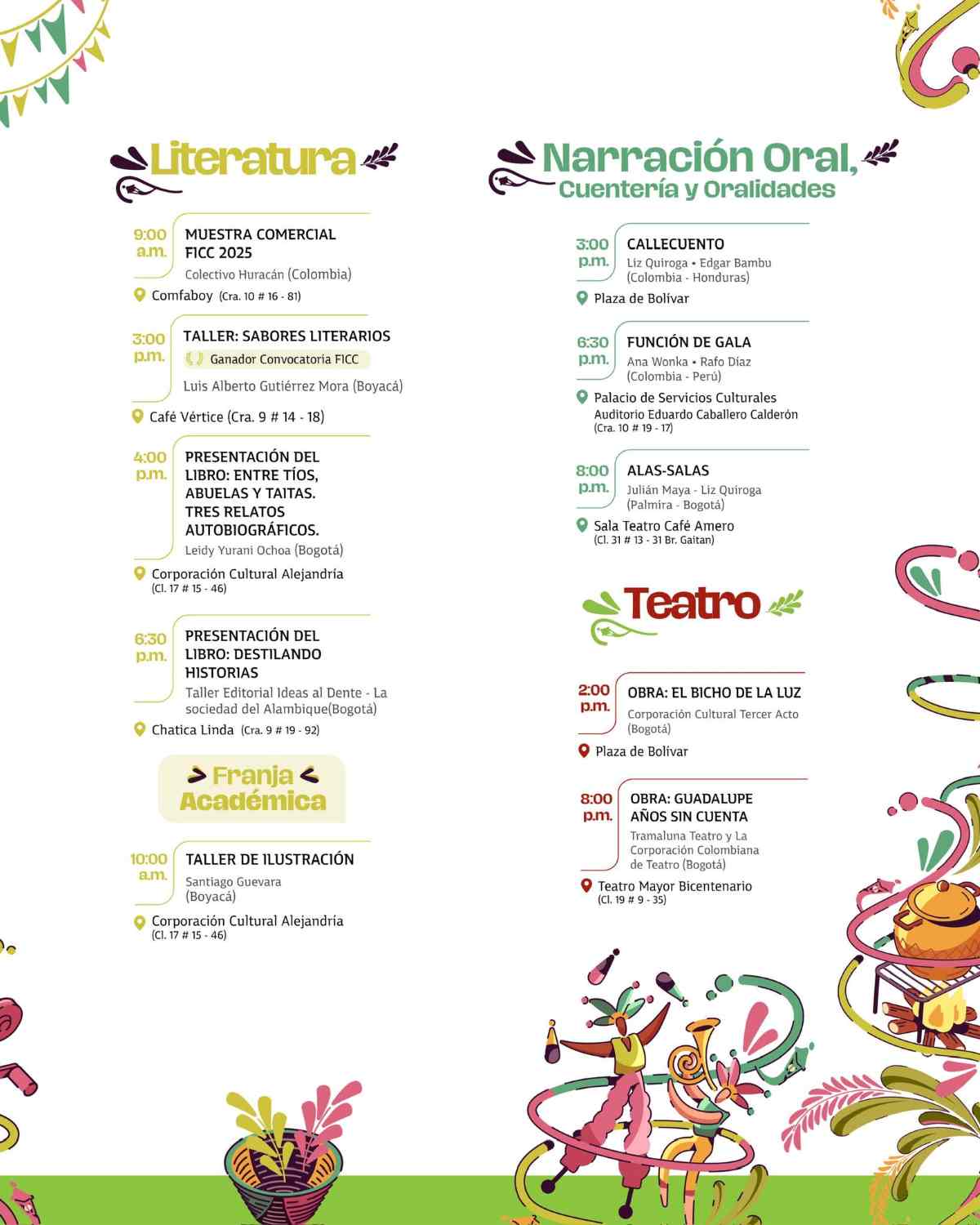 TUNJA: Programación FICC 2025 / sábado 25 de octubre