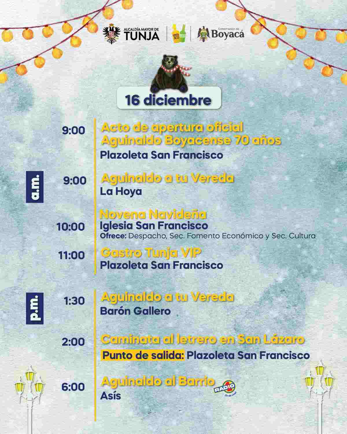 Aguinaldo Boyacense 2025-Programación