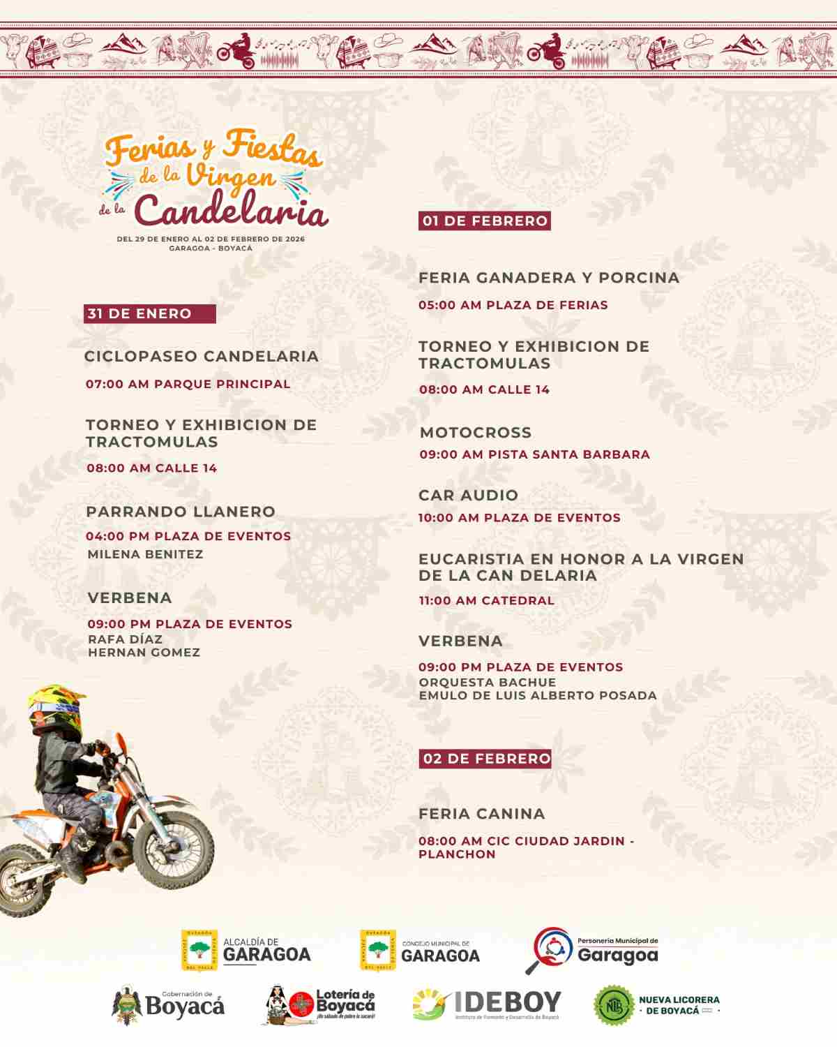 GARAGOA: Ferias y Fiestas de la Virgen de la Candelaria 2026