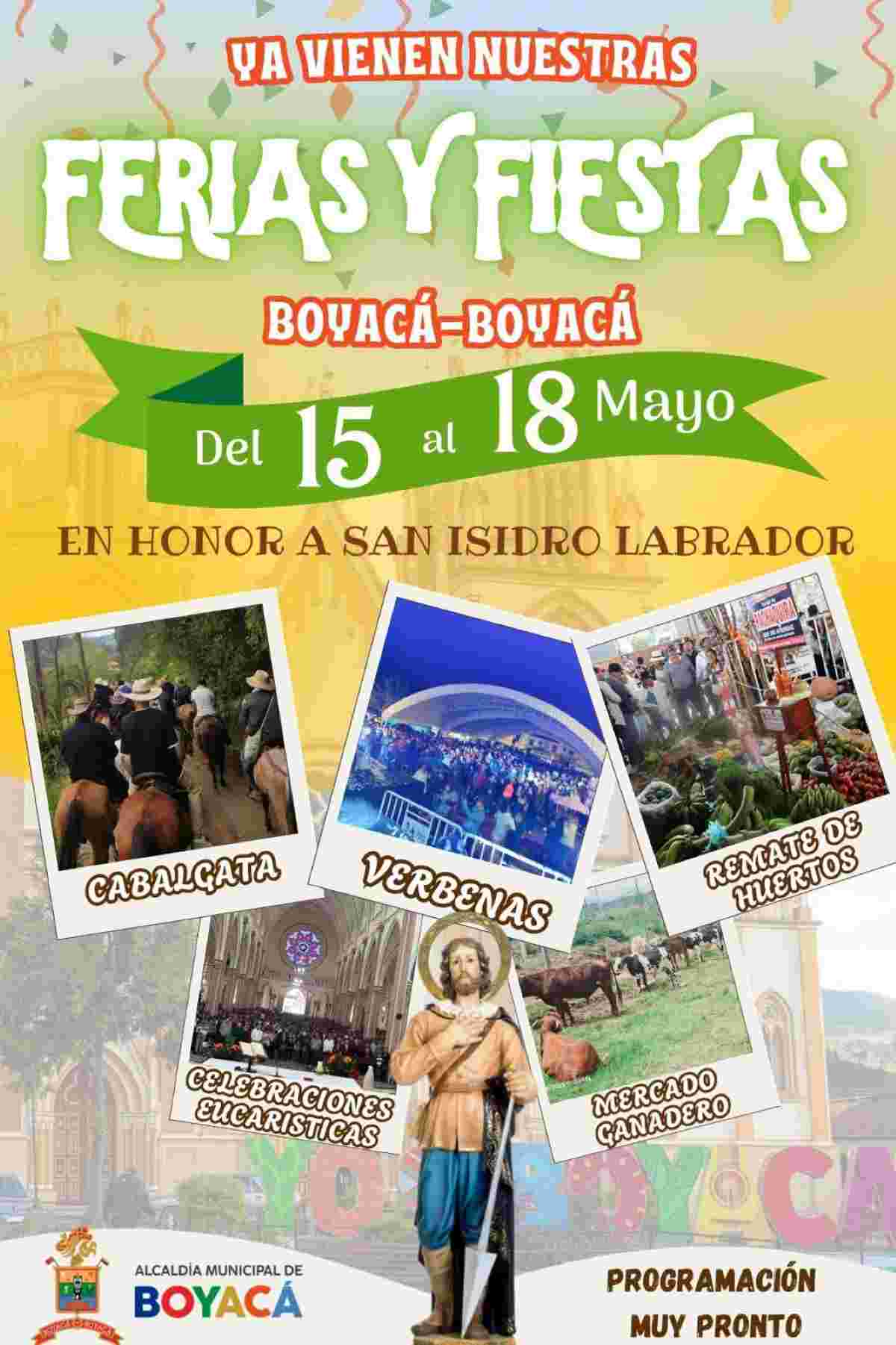Afiche oficial de las Ferias y Fiestas de Boyacá-Boyacá 2026 en honor a San Isidro Labrador.