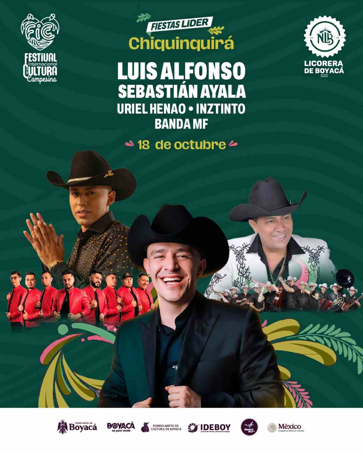 CHIQUINQUIRÁ: Concierto FICC 2025: Luis Alfonso, Sebastián Ayala, Uriel Henao, Inztinto, Banda MF