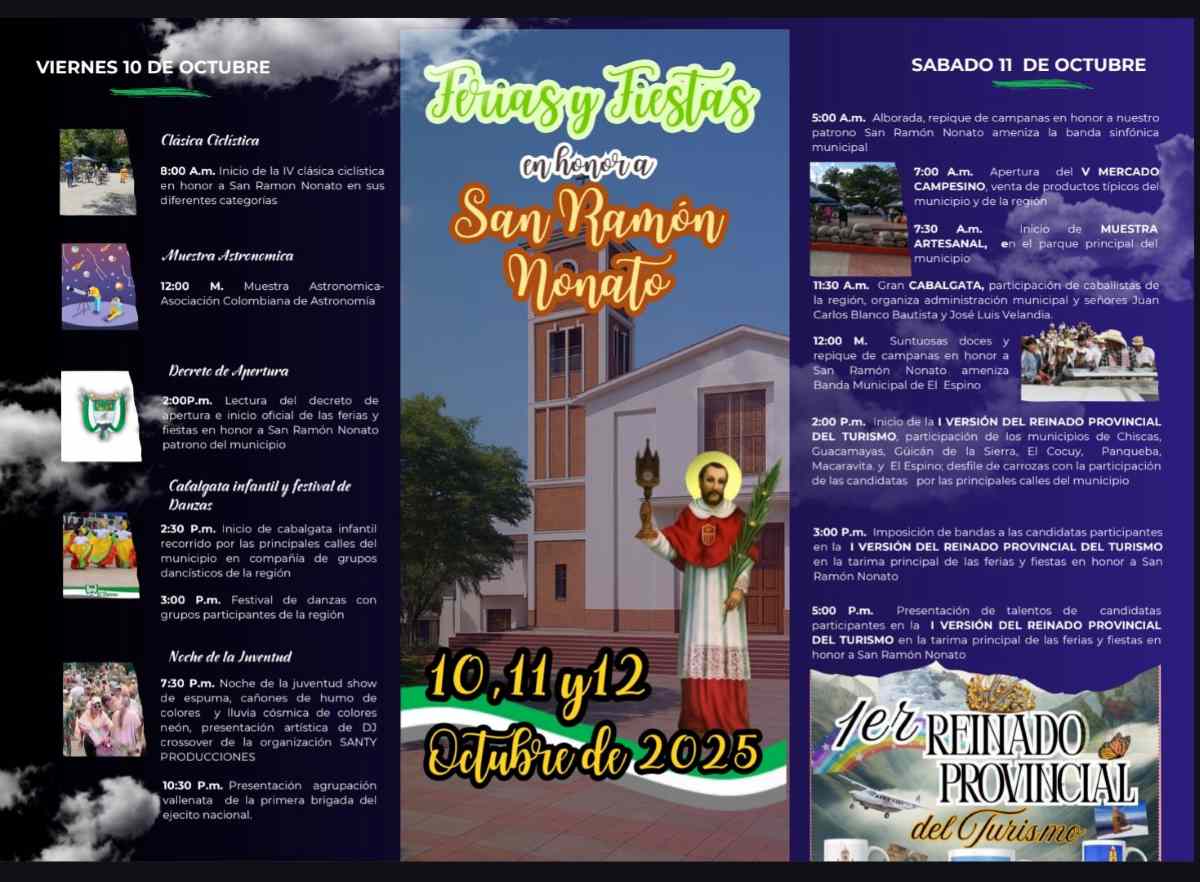 EL ESPINO: Ferias y Fiestas en Honor a San Ramón Nonato 2025