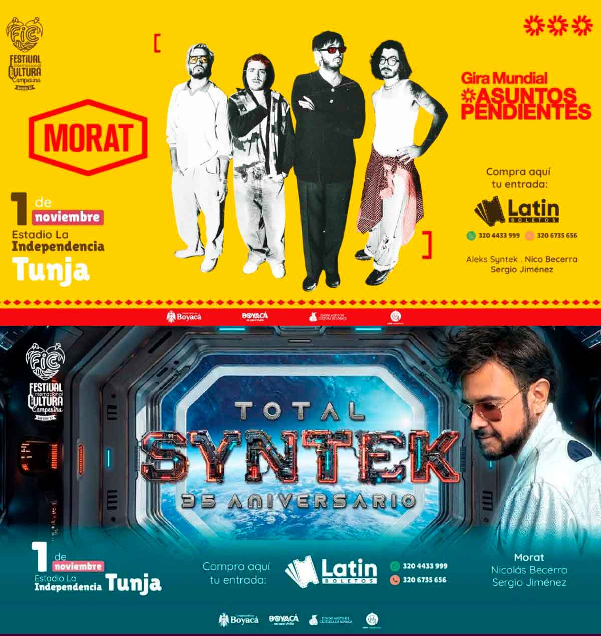 TUNJA: Concierto FICC 2025: Morat, Aleks Syntek, Nico Becerra, Sergio Jiménez