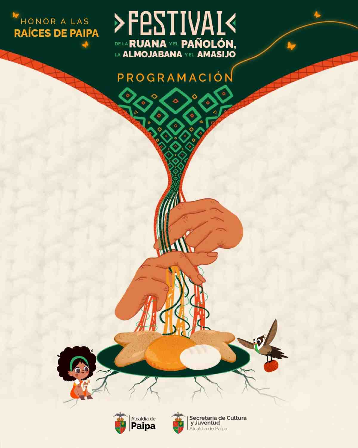PAIPA: Festival de la Ruana y el Pañolón, la Almojabana y el Amasijo 2026 Afiche oficial y programación detallada del Festival de la Ruana y la Almojábana 2026 en Paipa, Boyacá.
