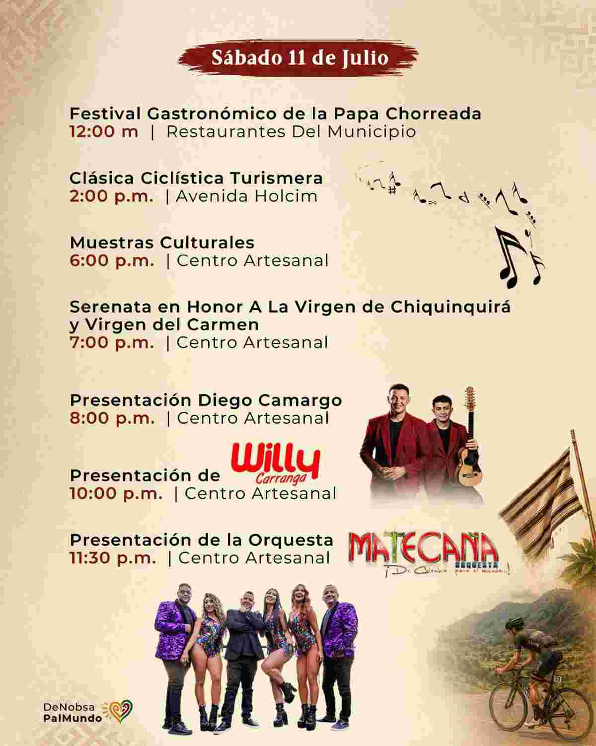 Afiche oficial y programación detallada del Día Mundial de la Ruana 2026 en Nobsa, Boyacá.