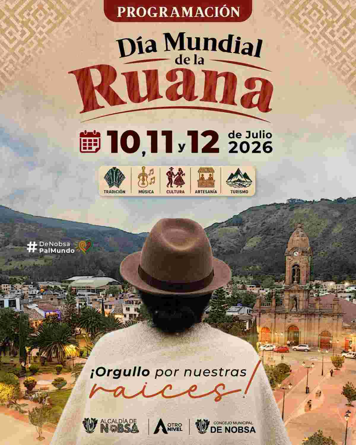 NOBSA: Programación oficial del Día Mundial de la Ruana 2026 Afiche oficial y programación detallada del Día Mundial de la Ruana 2026 en Nobsa, Boyacá.