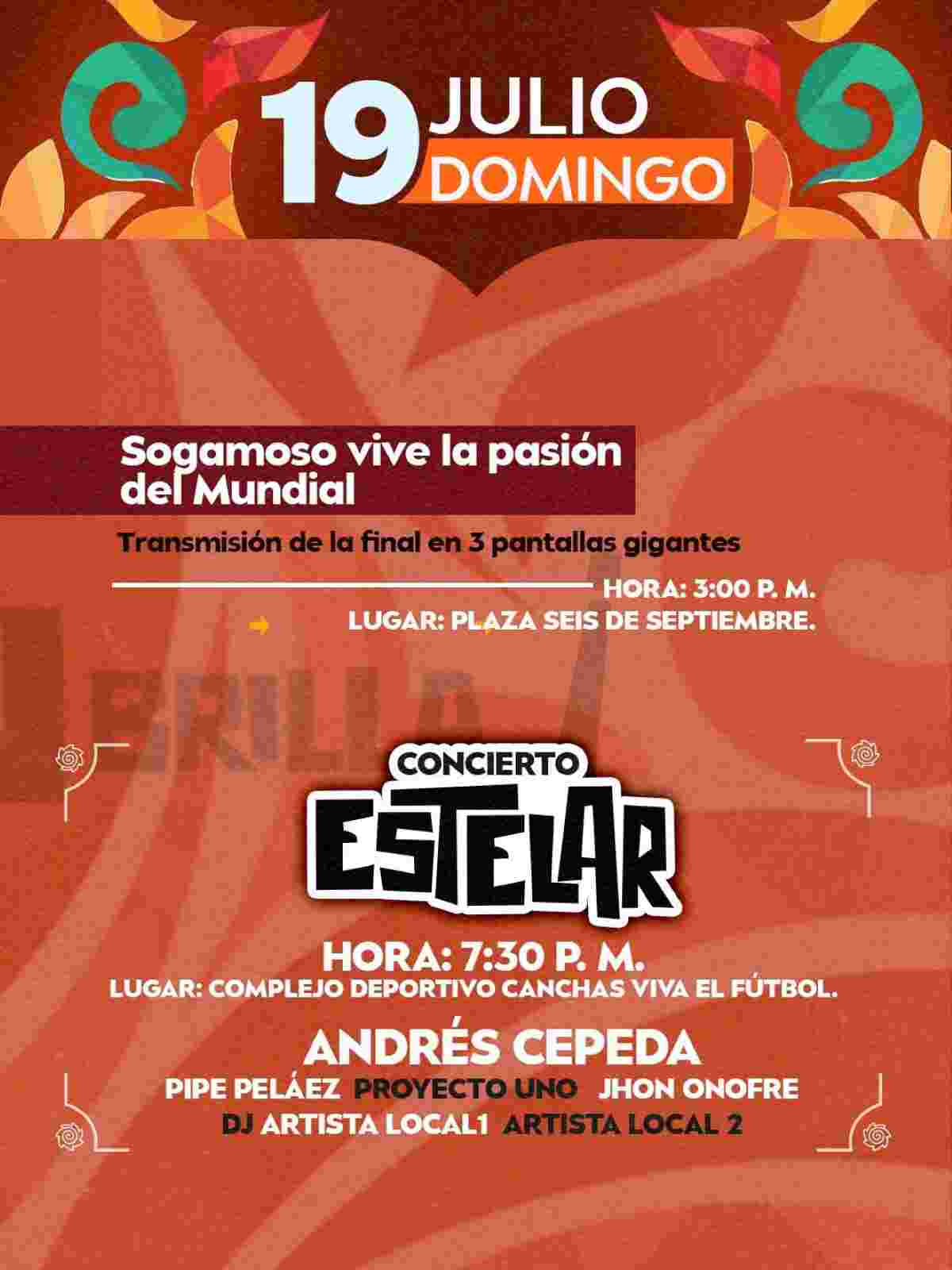 Programación oficial y conciertos día por día del Festival Internacional del Sol y del Acero 2026 en Sogamoso, Boyacá.
