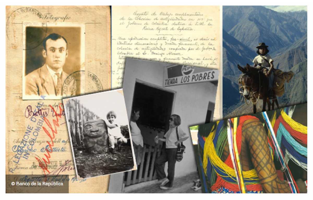 Collage de imágenes fotográficas y documentos históricos sobre etnias, tradiciones artesanales y antropología en Colombia para el evento de diversidad cultural en Tunja